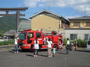 消防車の展示の写真