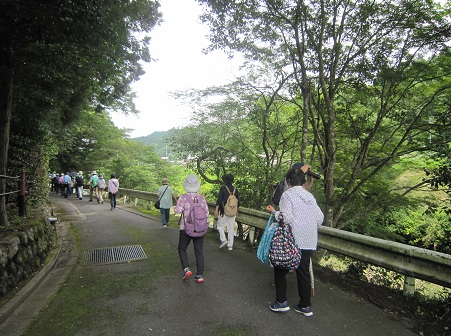 伊勢本街道を歩く人々の写真